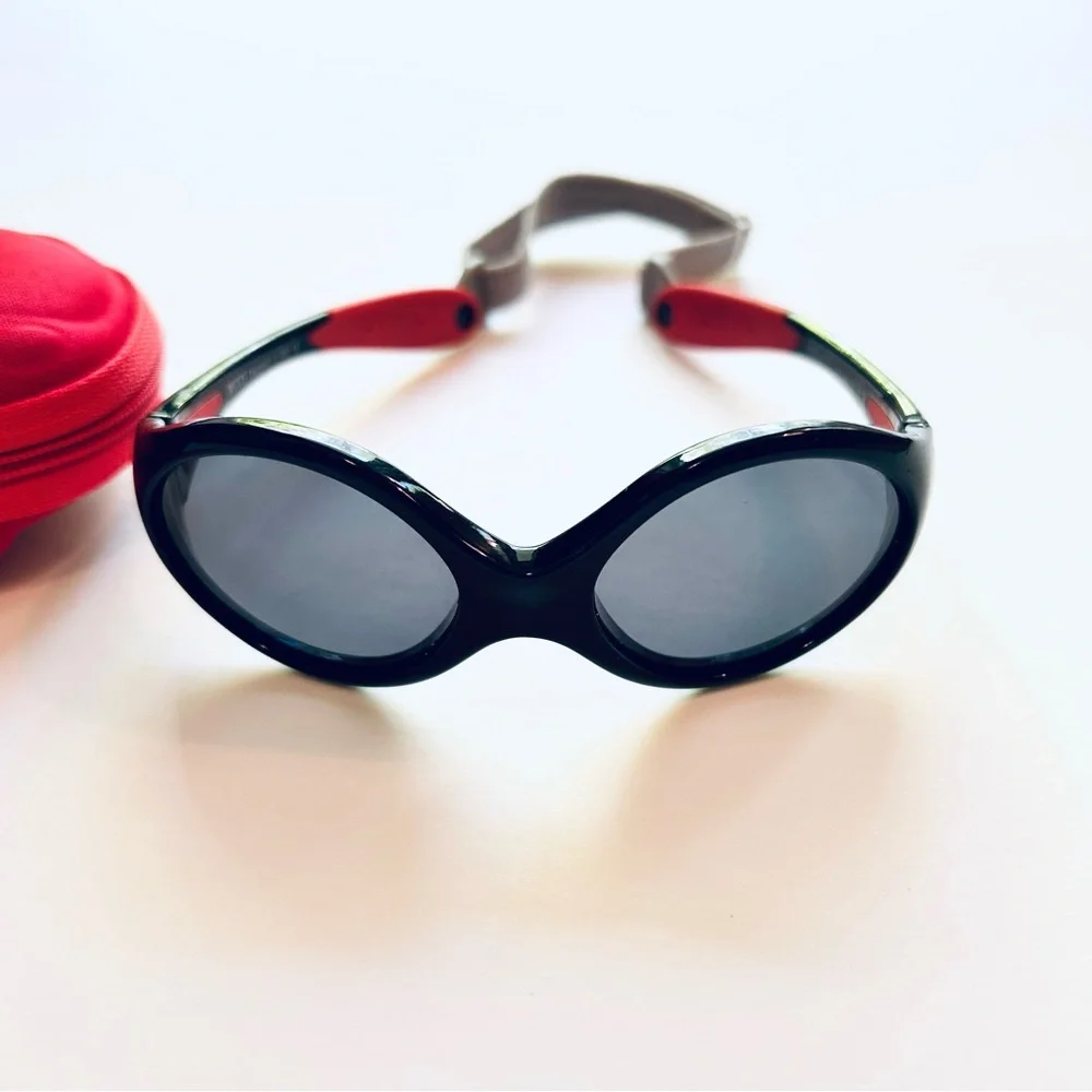 Duco Baby Toddler Lightweight Polarized Black Sunglasses Red Car Protective Case